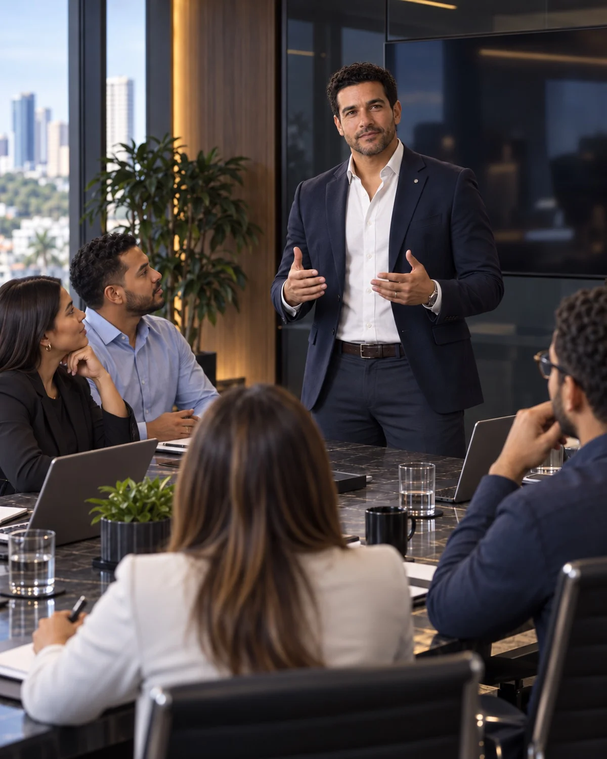 Sesión de capacitación de un equipo dentro de una oficina